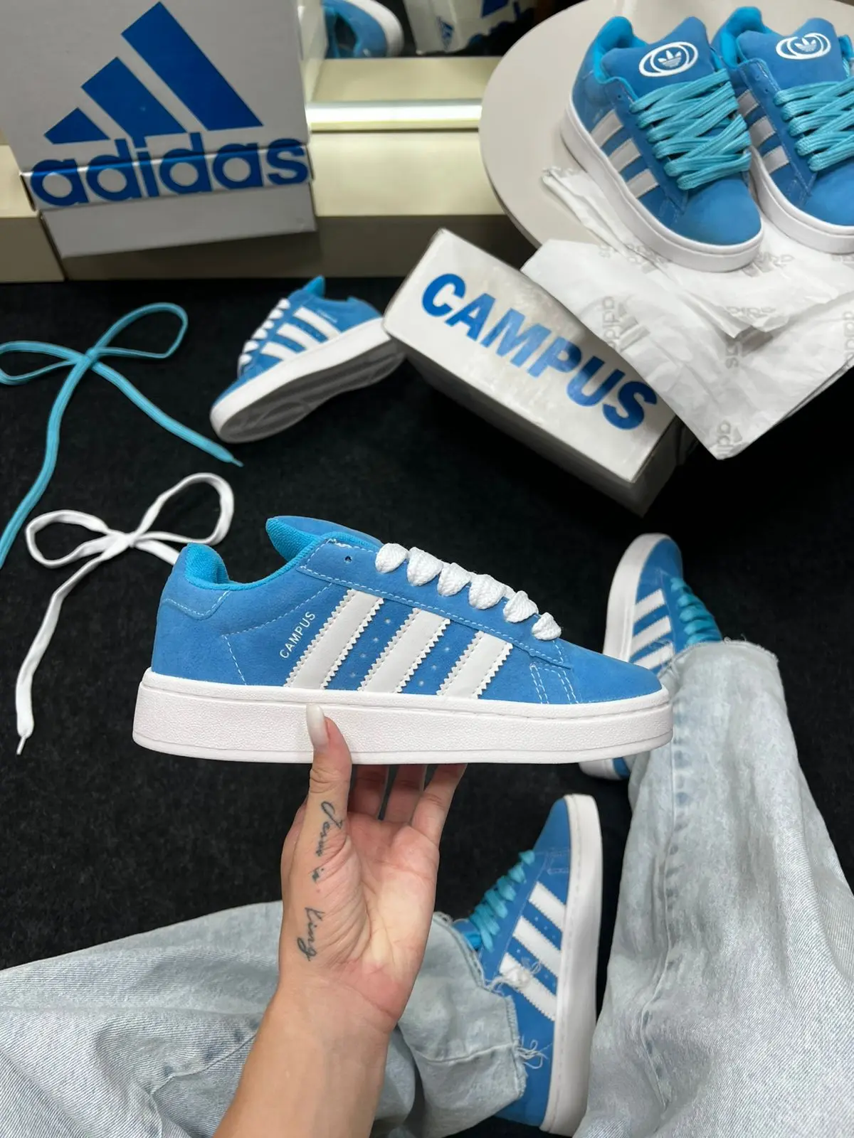 Adidas Campus Sintético Camurça Azul Bebe — foto principal