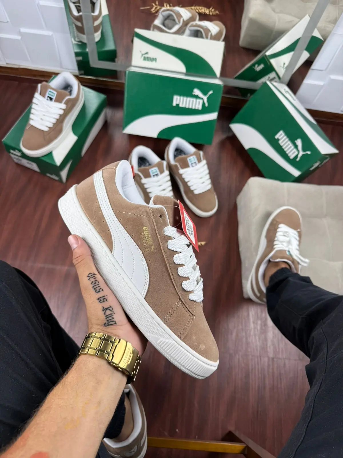 Puma Suede Xl Premium Bege/Branco — foto principal