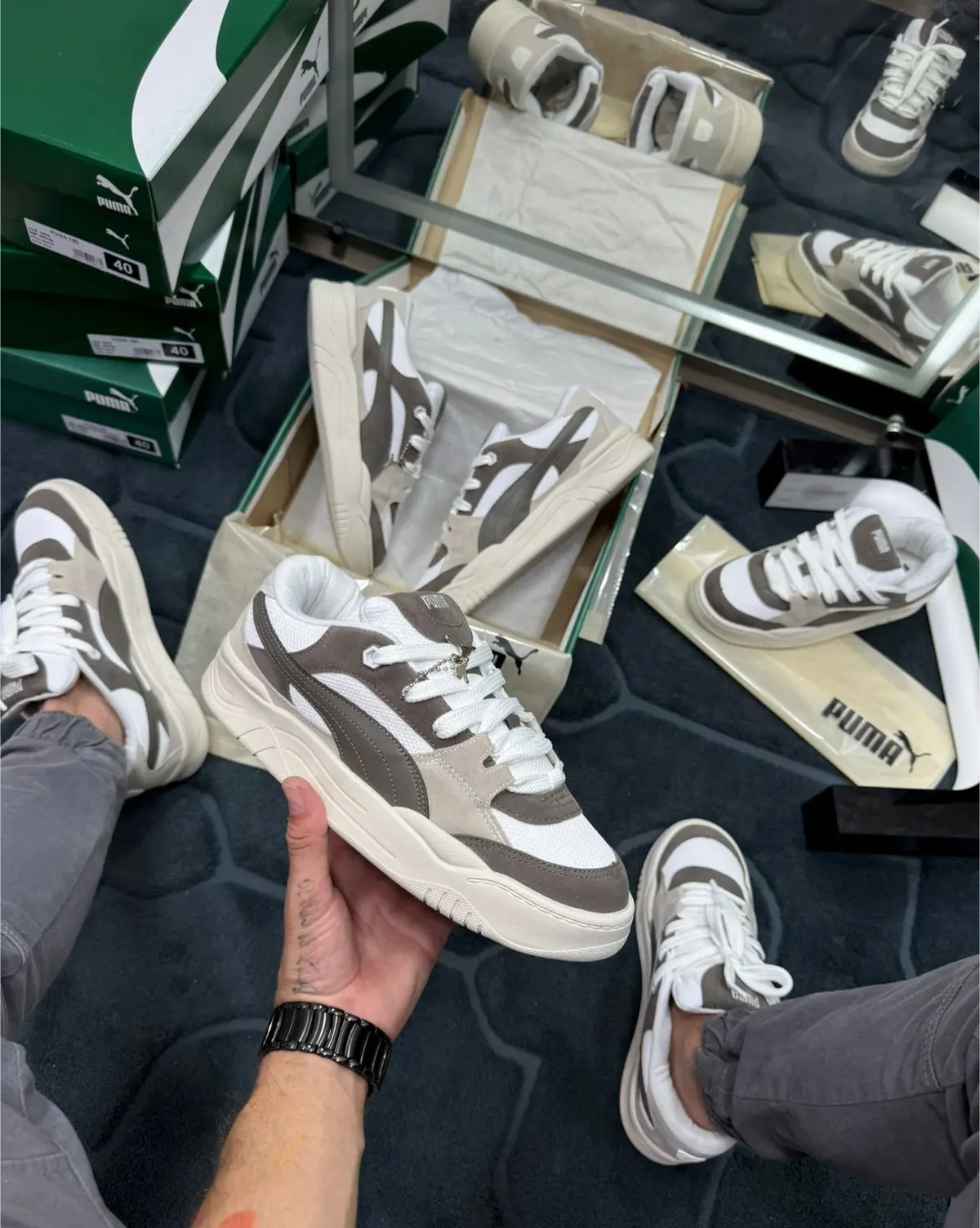 Puma Camurça Premium Marrom e Branco — foto principal