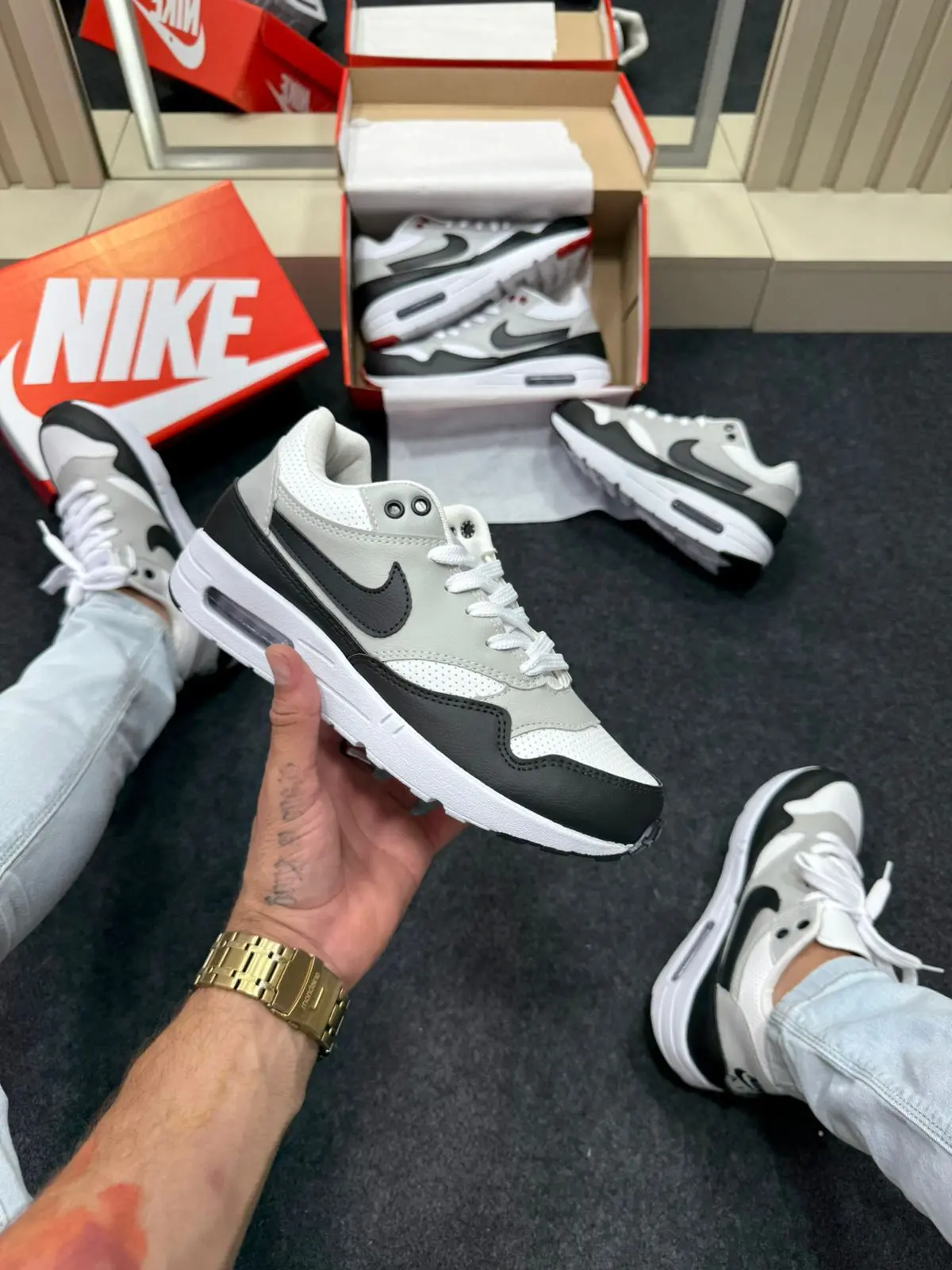 Nike Air Max 90 Preto Branco Cinza — foto principal