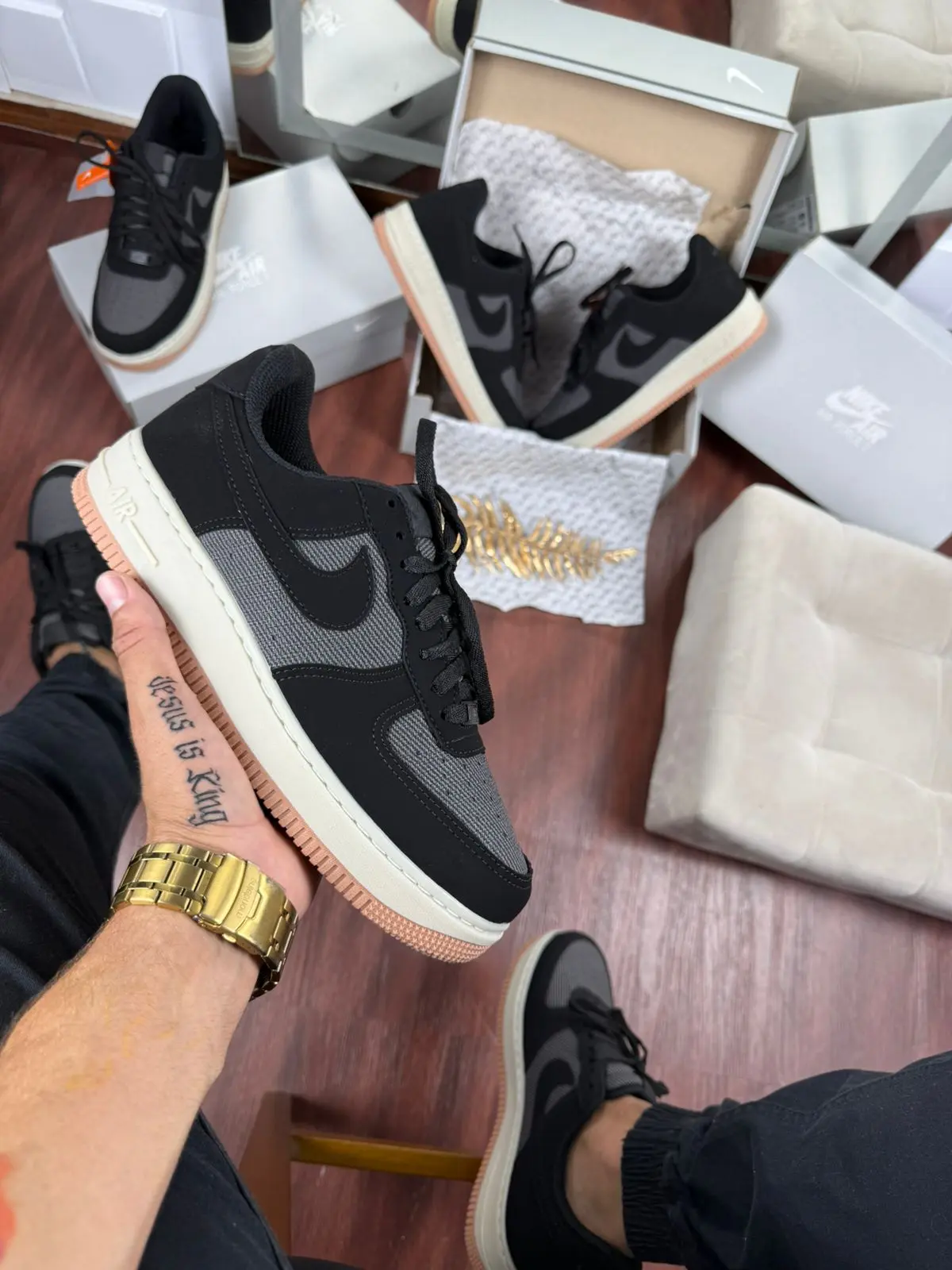 Air Force 1 Premium Preto/cinza — foto principal